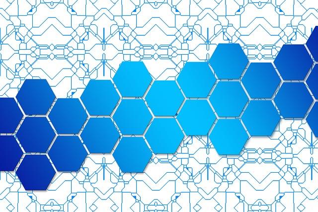 Blue tiled hexagons